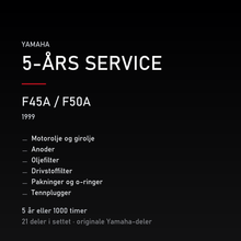 Yamaha F45A / F50A (1999) – 5-års service – innhold i settet