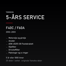Yamaha F40C / F60A (2002–2003) – 5-års service – innhold i settet