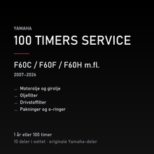 Yamaha F60C / F60F / F60H m.fl. (2007–2026) – 100 timers service – innhold i settet