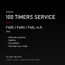 Yamaha F40D / F40H / F40L m.fl. (2006) – 100 timers service – innhold i settet