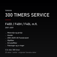 Yamaha F40D / F40H / F40L m.fl. (2007–2009) – 300 timers service – innhold i settet