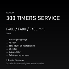 Yamaha F40D / F40H / F40L m.fl. (2006) – 300 timers service – innhold i settet