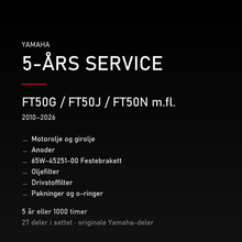 Yamaha FT50G / FT50J / FT50N m.fl. (2010–2026) – 5-års service – innhold i settet