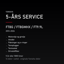 Yamaha FT8G / FT8GMHX / FT9.9L (2013–2026) – 5-års service – innhold i settet
