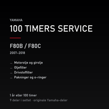 Yamaha F80B / F80C (2007–2018) – 100 timers service – innhold i settet
