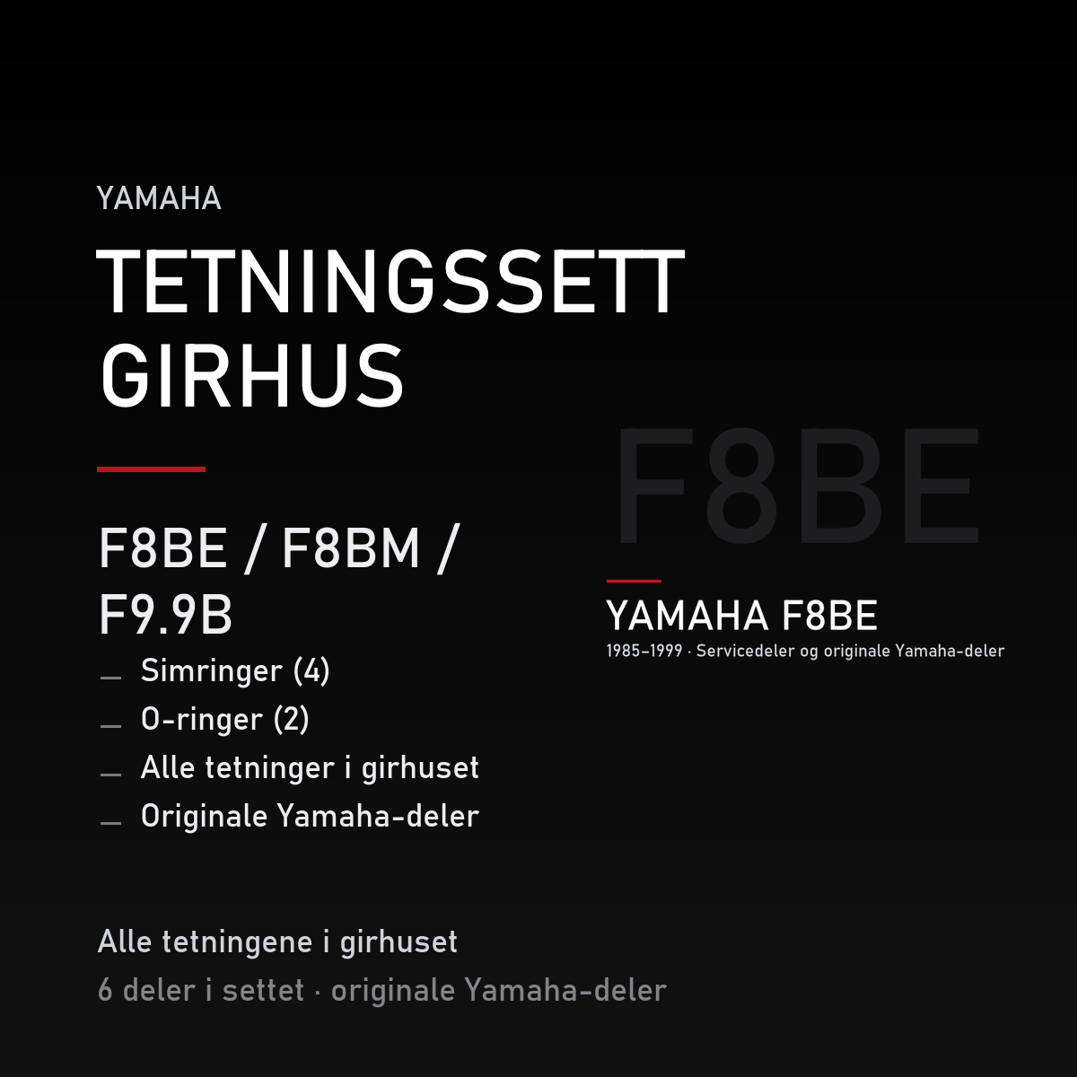 Yamaha F8BE – Yamaha F8BE / F8BM / F9.9B – tetningssett girhus