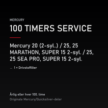 Mercury 2-takt servicekit 100 timer – 20 (2-syl..) / 25, 25 MARATHON, SUPER 15 2-syl. / 25 – servicekit