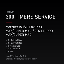 Mercury 2-takt servicekit 300 timer – 150/200 hk PRO MAX/SUPER MAG / 225 EFI PRO MAX/SUPER – servicekit