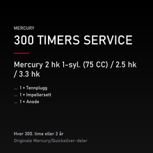 Mercury 2-takt servicekit 300 timer – 2 hk 1-syl. (75 CC) / 2.5 hk / 3.3 hk – servicekit