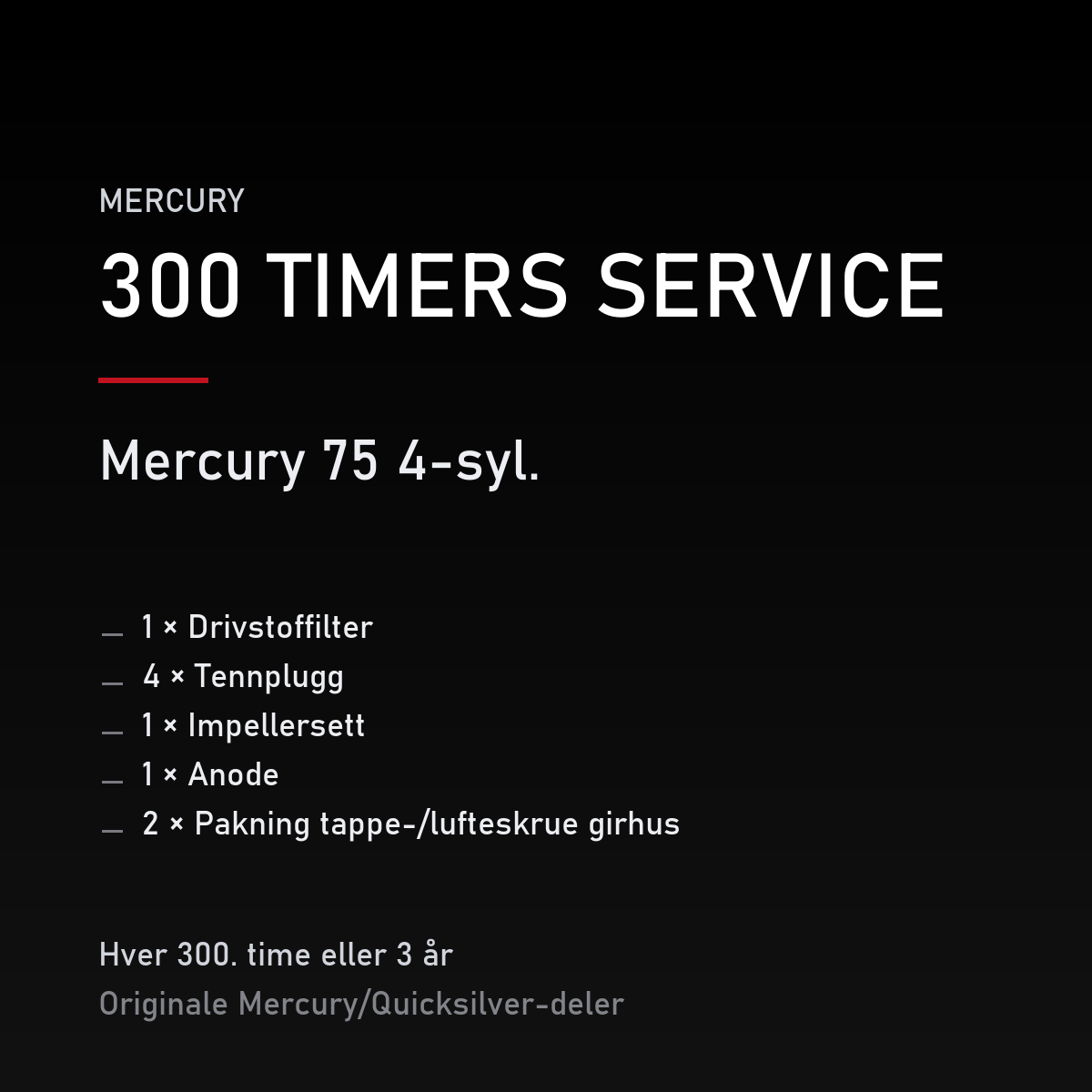Mercury 2-takt servicekit 300 timer – 75 4-syl. – servicekit