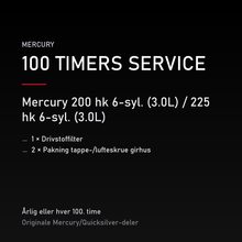Mercury Optimax servicekit 100 timer – 200 hk 6-syl. (3.0L) / 225 hk 6-syl. (3.0L) – servicekit
