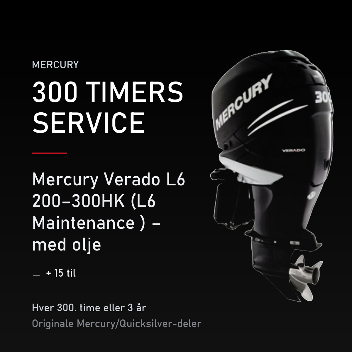Mercury servicekit 300 timer 8M0133617 – Verado L6 200–300HK (L6 Maintenance Kit) – med ol – servicekit