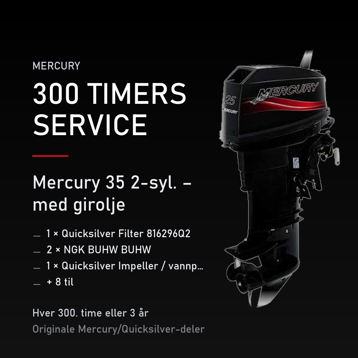 Mercury 2-takt servicekit 300 timer – 35 2-syl. – med girolje – servicekit