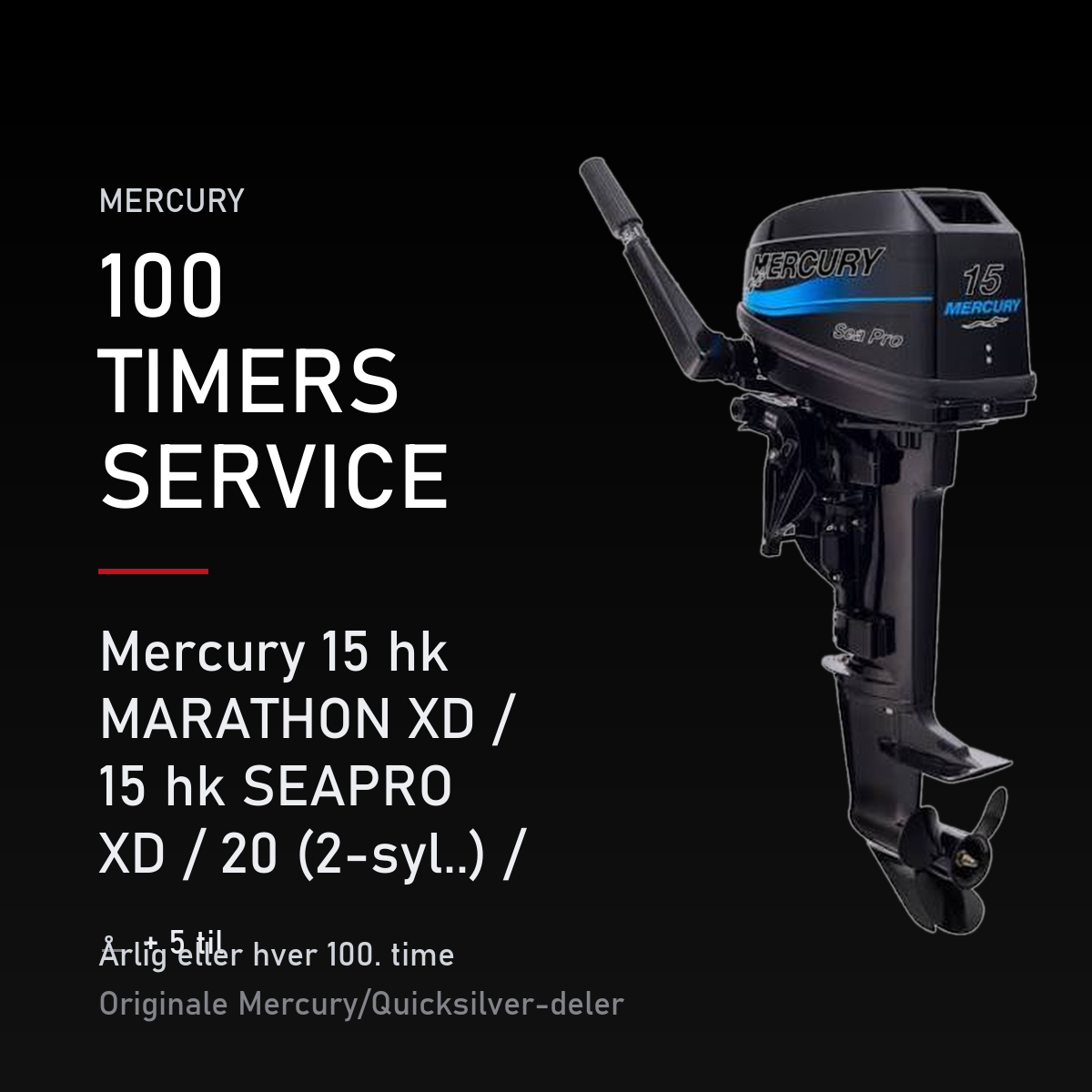 Mercury 2-takt servicekit 100 timer – 15 hk MARATHON XD / 15 hk SEAPRO XD / 20 (2-syl..) / – servicekit