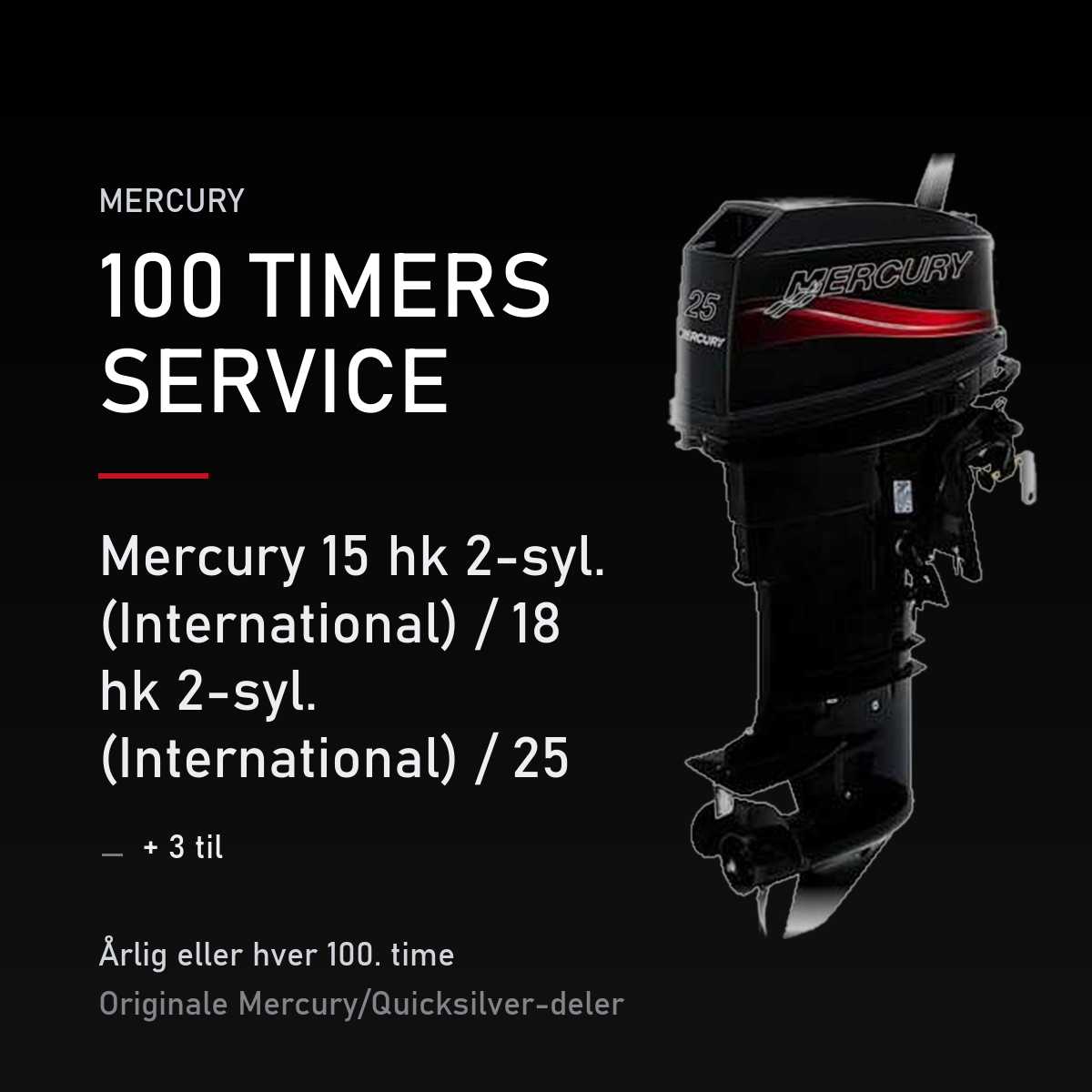 Mercury 2-takt servicekit 100 timer – 15 hk 2-syl. (International) / 18 hk 2-syl. (Interna – servicekit