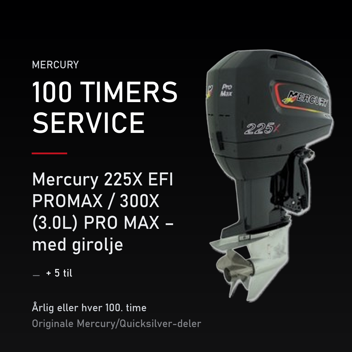 Mercury 2-takt servicekit 100 timer – 225X EFI PROMAX / 300X (3.0L) PRO MAX – med girolje – servicekit