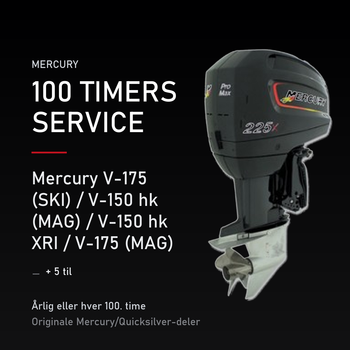 Mercury 2-takt servicekit 100 timer – V-175 (SKI) / V-150 hk (MAG) / V-150 hk XRI / V-175  – servicekit