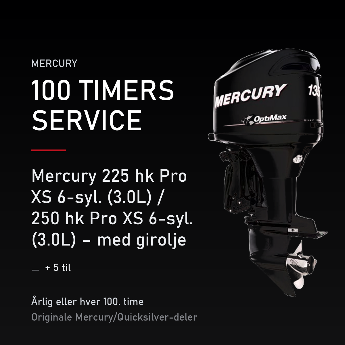 Mercury Optimax servicekit 100 timer – 225 hk Pro XS 6-syl. (3.0L) / 250 hk Pro XS 6-syl.  – servicekit