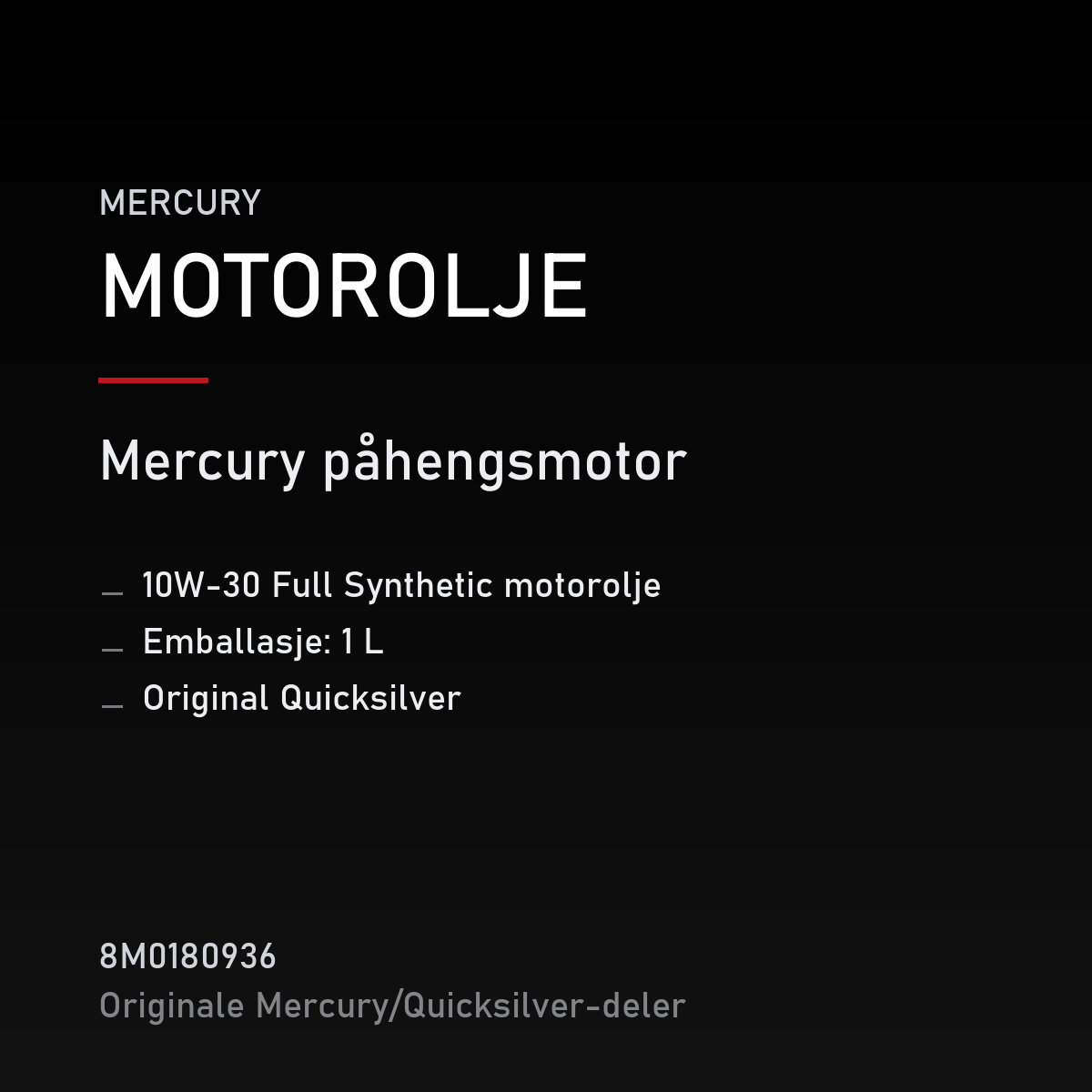 10W-30 Full Synthetic motorolje 1 L