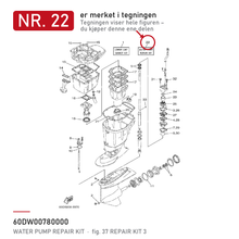 Yamaha Impeller Kit 60D-W0078-00 – nr. 22 i tegningen fra produsentens delekatalog