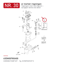 Yamaha Vannpumpesett (krom) 63D-W0078-0A – nr. 30 i tegningen fra produsentens delekatalog