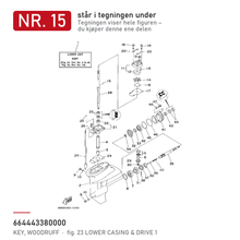 Yamaha Kile impeller 664-44338-00 – nr. 15 i tegningen fra produsentens delekatalog