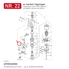 Yamaha Starterrelé 67F-81941-01 – nr. 22 i tegningen fra produsentens delekatalog