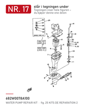 Yamaha Vannpumpesett 682-W0078-A1 – nr. 17 i tegningen fra produsentens delekatalog