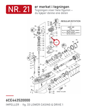 Yamaha Impeller 6CE-44352-00 – nr. 21 i tegningen fra produsentens delekatalog