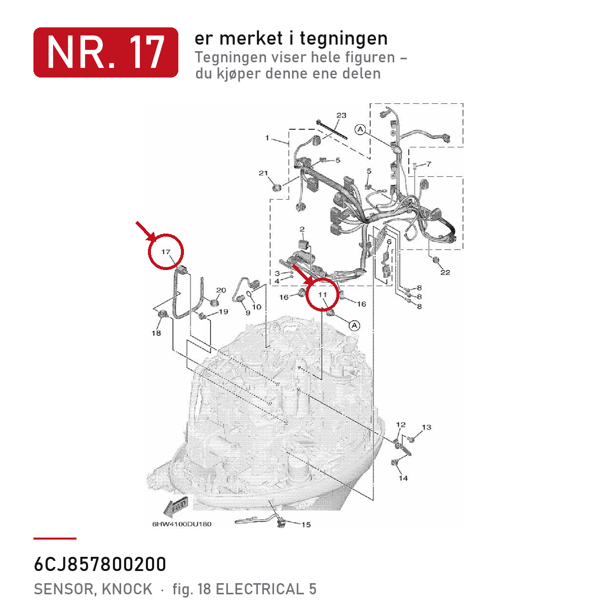 Yamaha Bankesensor 6CJ-85780-02 – nr. 17 i tegningen fra produsentens delekatalog