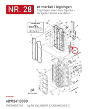 Yamaha Termostat 6D9-12411-00 – nr. 28 i tegningen fra produsentens delekatalog