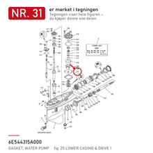 Yamaha Pakning 6E5-44315-A0 – nr. 31 i tegningen fra produsentens delekatalog