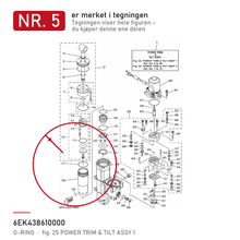 Yamaha O-ring trim-lokk 6EK-43861-00 – nr. 5 i tegningen fra produsentens delekatalog