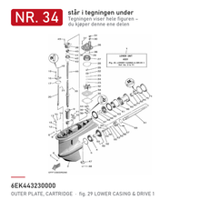 Yamaha Ytterplate kassett 6EK-44323-00 – nr. 34 i tegningen fra produsentens delekatalog