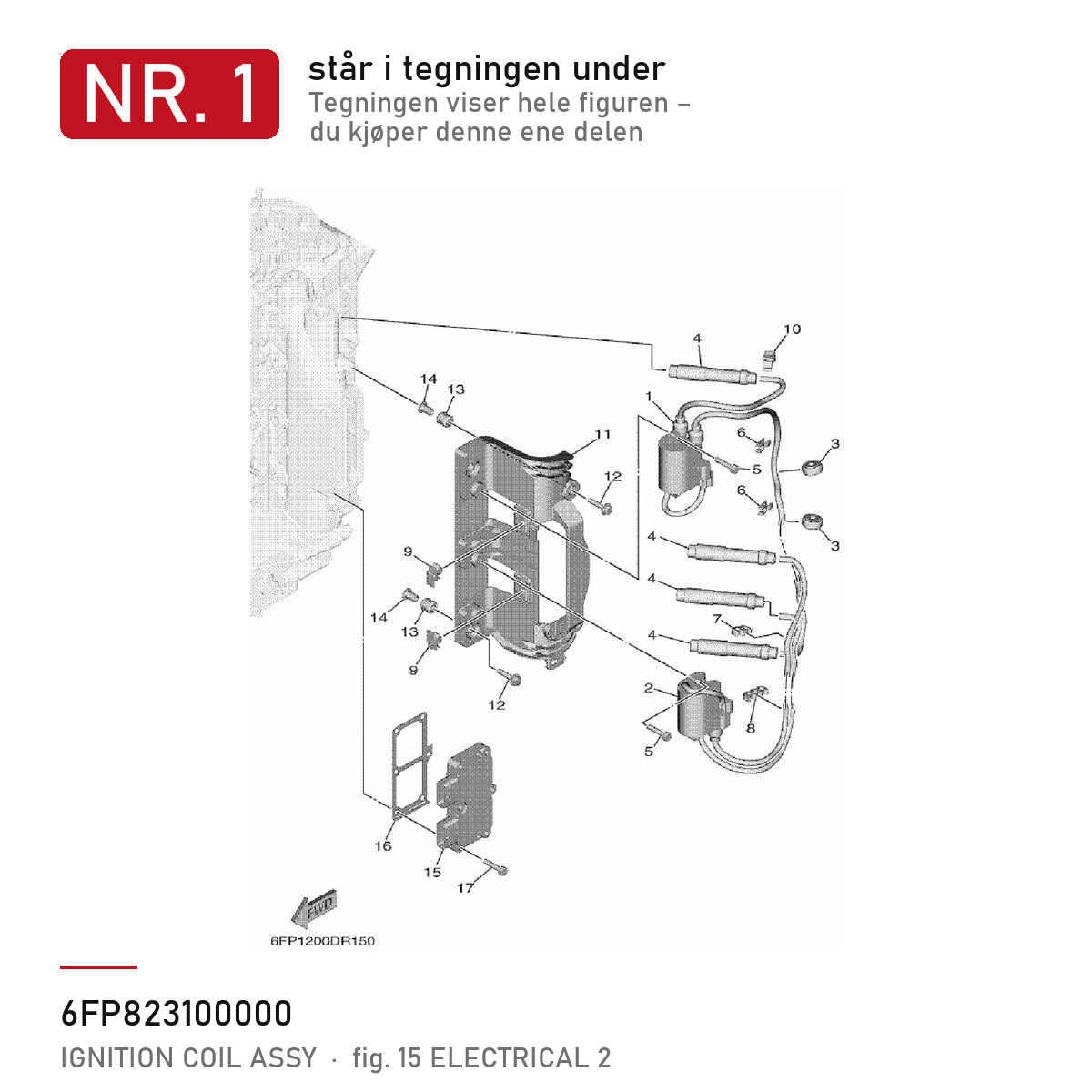 Yamaha Tennspole 6FP-82310-00 – nr. 1 i tegningen fra produsentens delekatalog