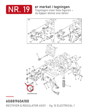 Yamaha Likeretter og regulator 6G8-81960-A1 – nr. 19 i tegningen fra produsentens delekatalog