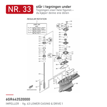Yamaha Impeller 6GR-44352-00 – F375A / F425A – nr. 33 i tegningen fra produsentens delekatalog