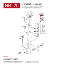 Yamaha Vannpumpesett 6H3-W0078-02 – nr. 20 i tegningen fra produsentens delekatalog