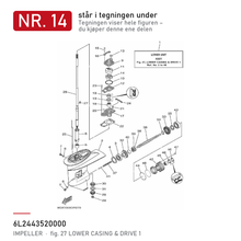 Yamaha Impeller 6L2-44352-00 – F20F / F20G / F25G – nr. 14 i tegningen fra produsentens delekatalog