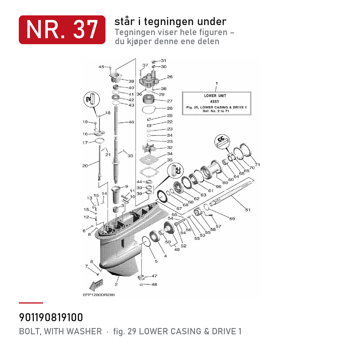 Yamaha Bolt med skive 90119-08191 – nr. 37 i tegningen fra produsentens delekatalog