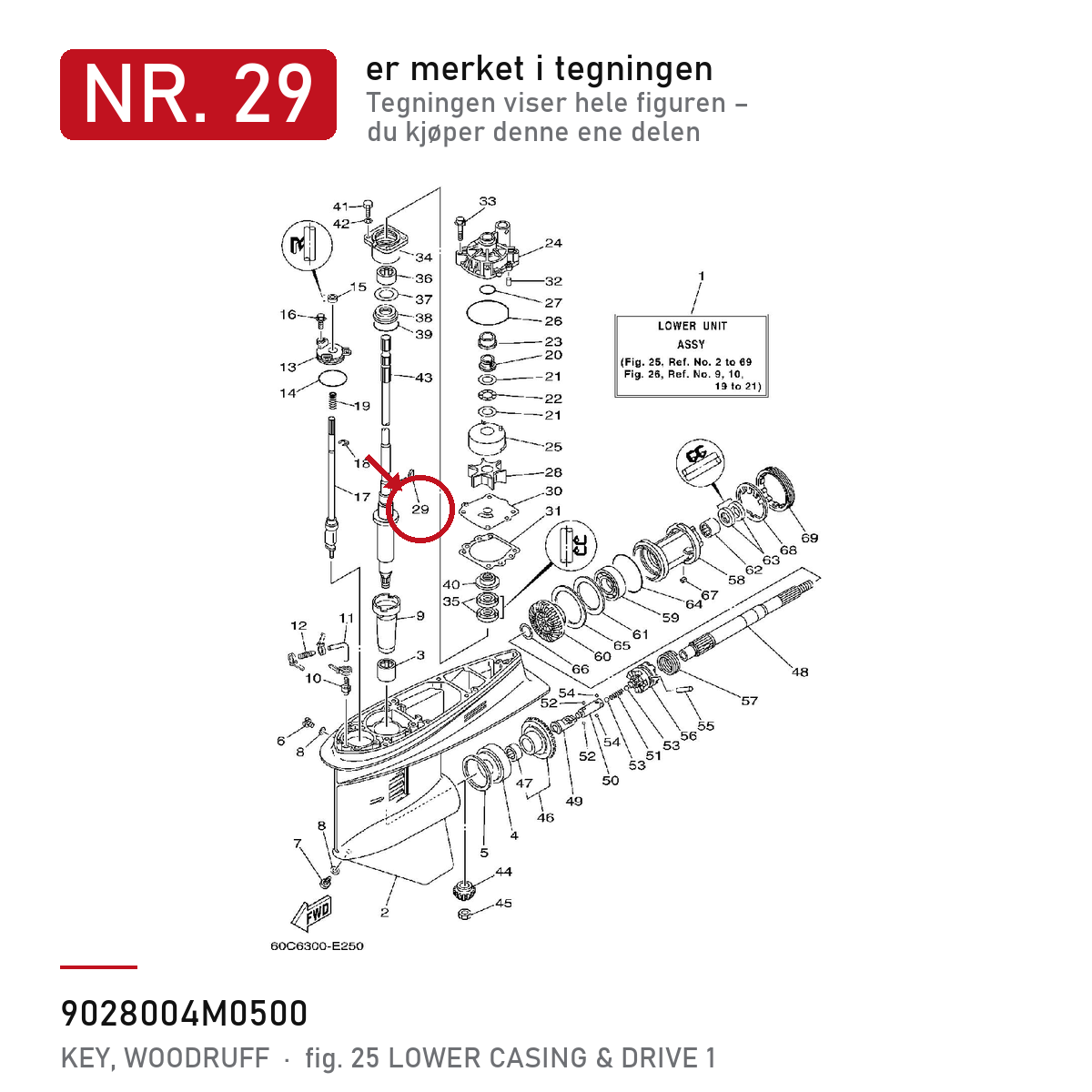 Yamaha Kile 90280-04M05 – nr. 29 i tegningen fra produsentens delekatalog