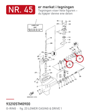 Yamaha O-ring girhus 93210-57M09-00 – nr. 45 i tegningen fra produsentens delekatalog