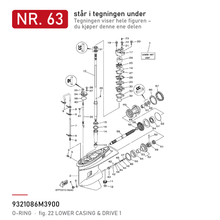 Yamaha O-ring girhus 93210-86M39-00 – nr. 63 i tegningen fra produsentens delekatalog