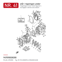Yamaha Tennplugg 94701-00282-00 – nr. 41 i tegningen fra produsentens delekatalog