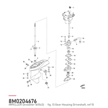 Quicksilver Impeller 8M0204676 – Mercury – tegning av hele figuren fra produsentens delekatalog