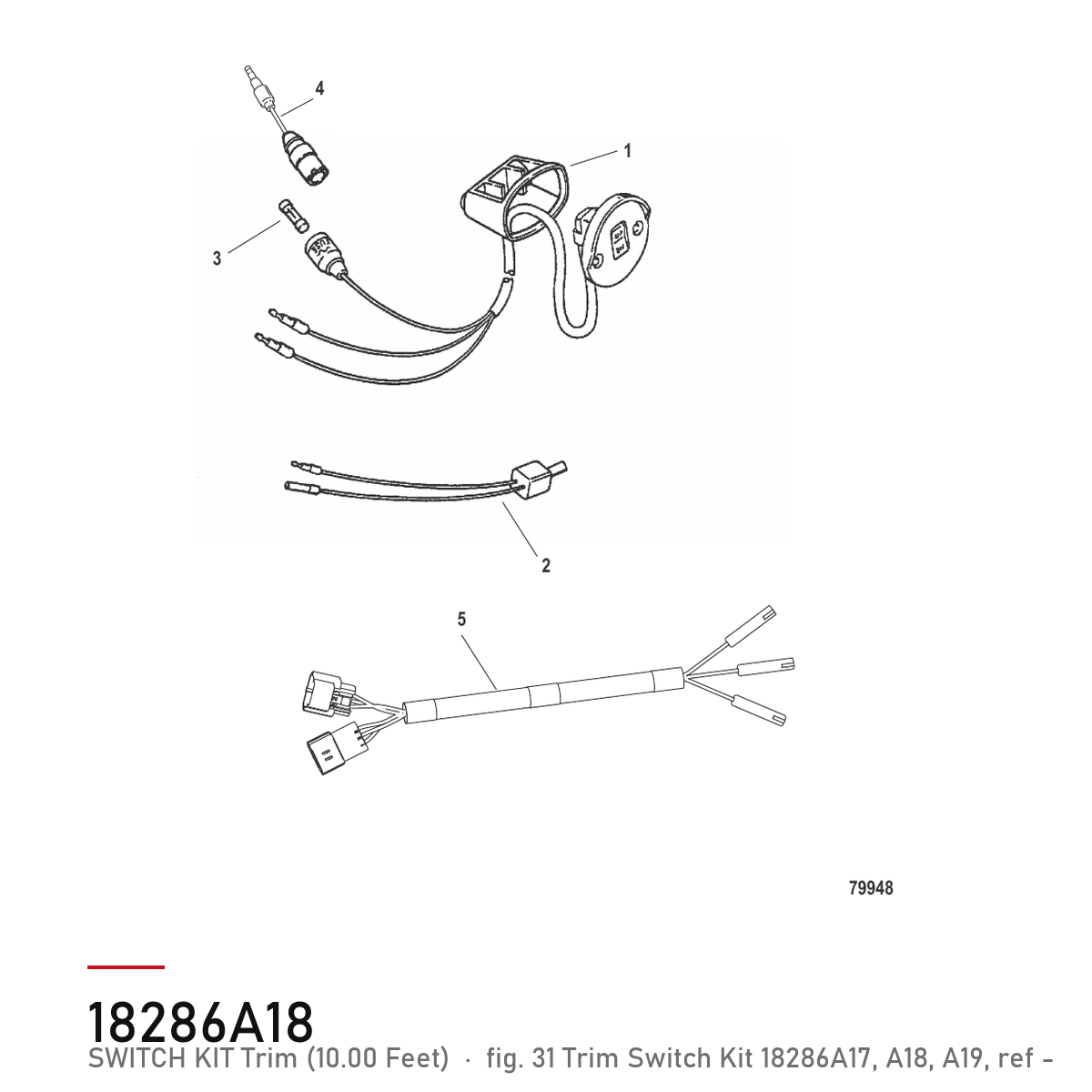 Quicksilver Powertrim trimbryter-sett 18286A18 – Mercury – tegning fra Mercurys delekatalog