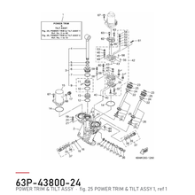 Yamaha Trim- og tiltenhet 63P-43800-24 – tegning fra Yamahas delekatalog