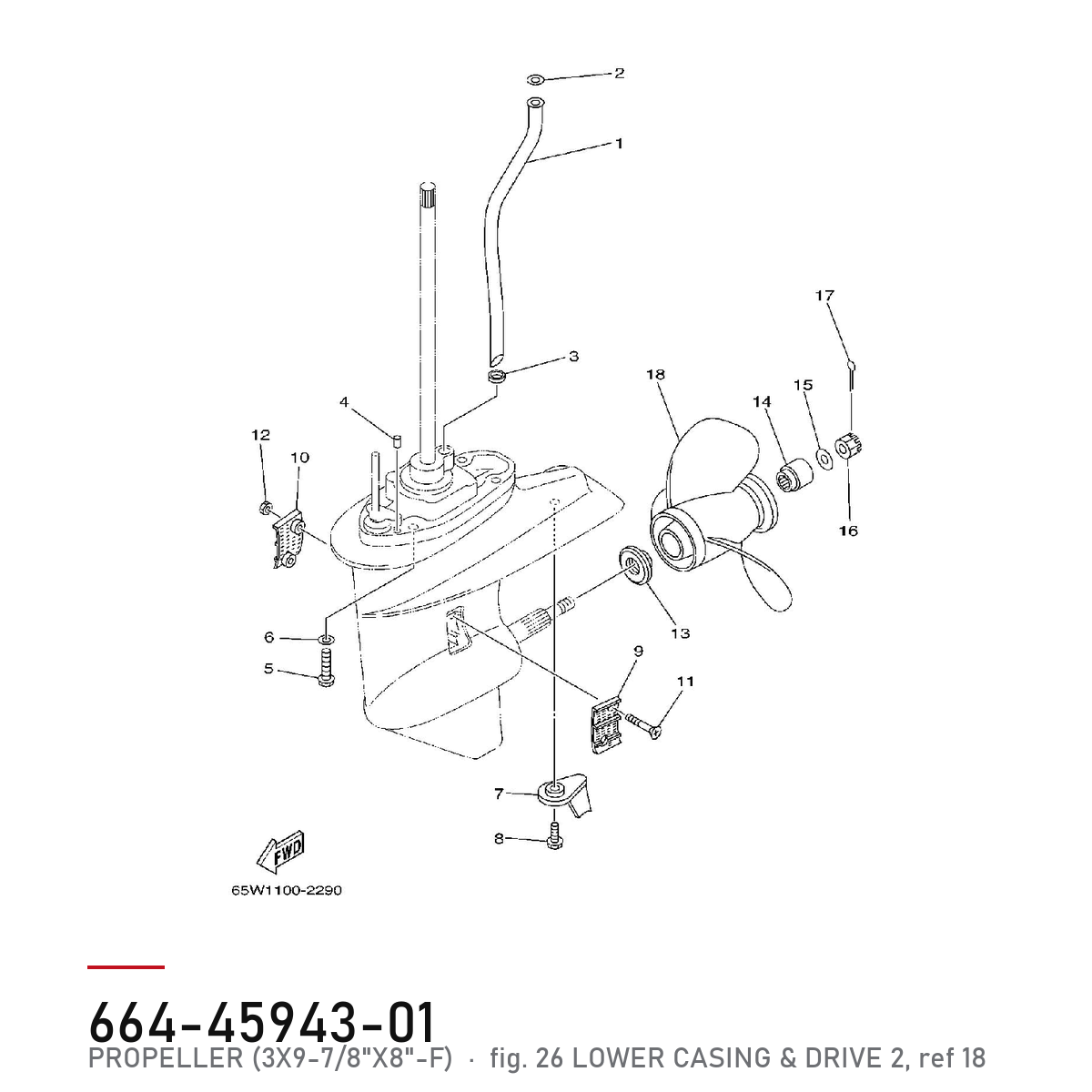 Yamaha Propell 664-45943-01 – tegning fra Yamahas delekatalog