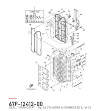 Yamaha Termostatpakning 67F-12412-00 – tegning fra Yamahas delekatalog