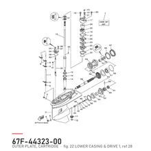 Yamaha Ytterplate kassett 67F-44323-00 – tegning fra Yamahas delekatalog